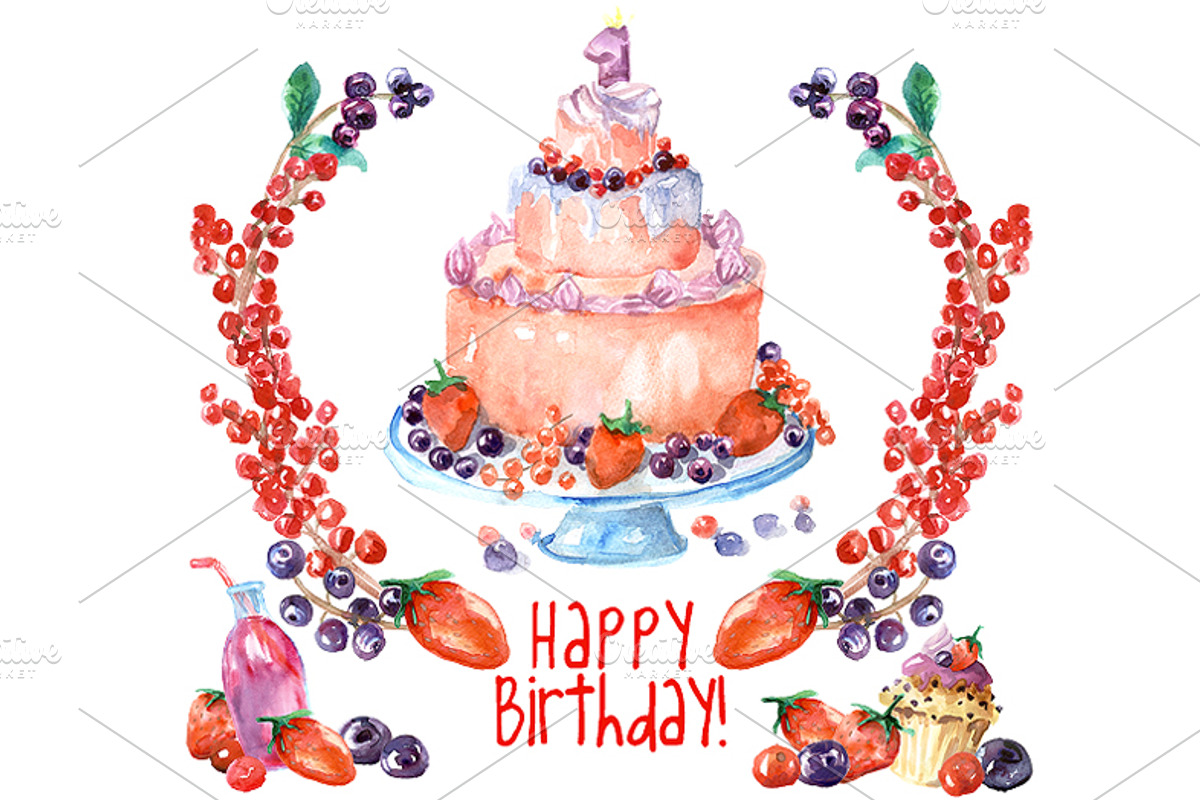 Birthday clipart - forrest fruits, an Illustration by Dora Katona (Photo 1 of 2)