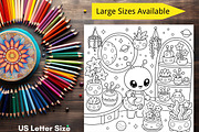 79 Printable Alien Coloring Pages, a Brochure Template by LA Design (Thumbnail 8 of 10)