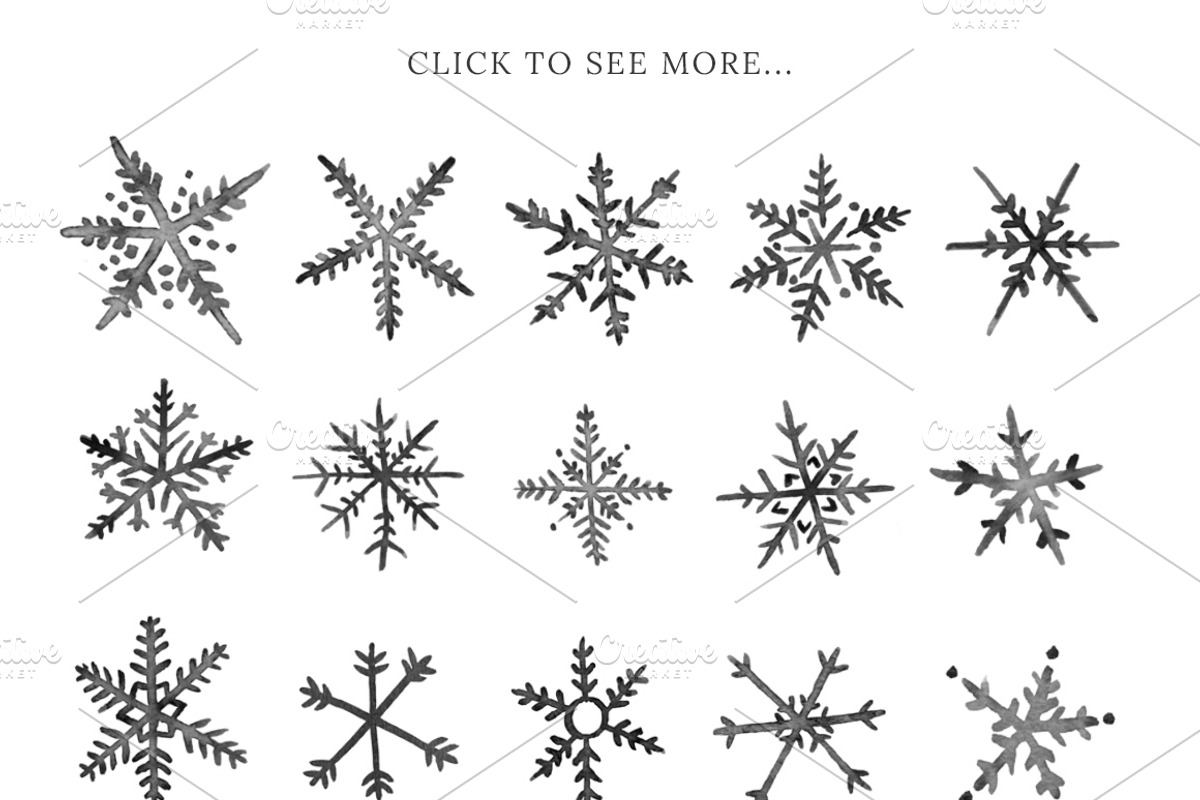 Watercolor snowflakes brushes (PS), a Brush Add-On by Little Bean (Photo 6 of 7)
