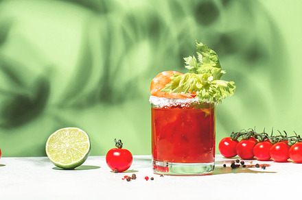 Bloody Caesar cocktail drink, Bloody Mary variation with tomato
