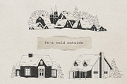 Winter houses. Line art., an Illustration by heyXeni (Thumbnail 2 of 5)
