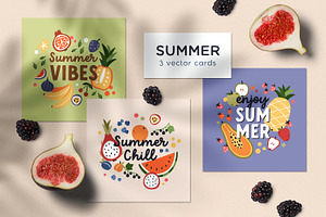 Seasonal summer card templates set, a Decorative Illustration by Good Studio