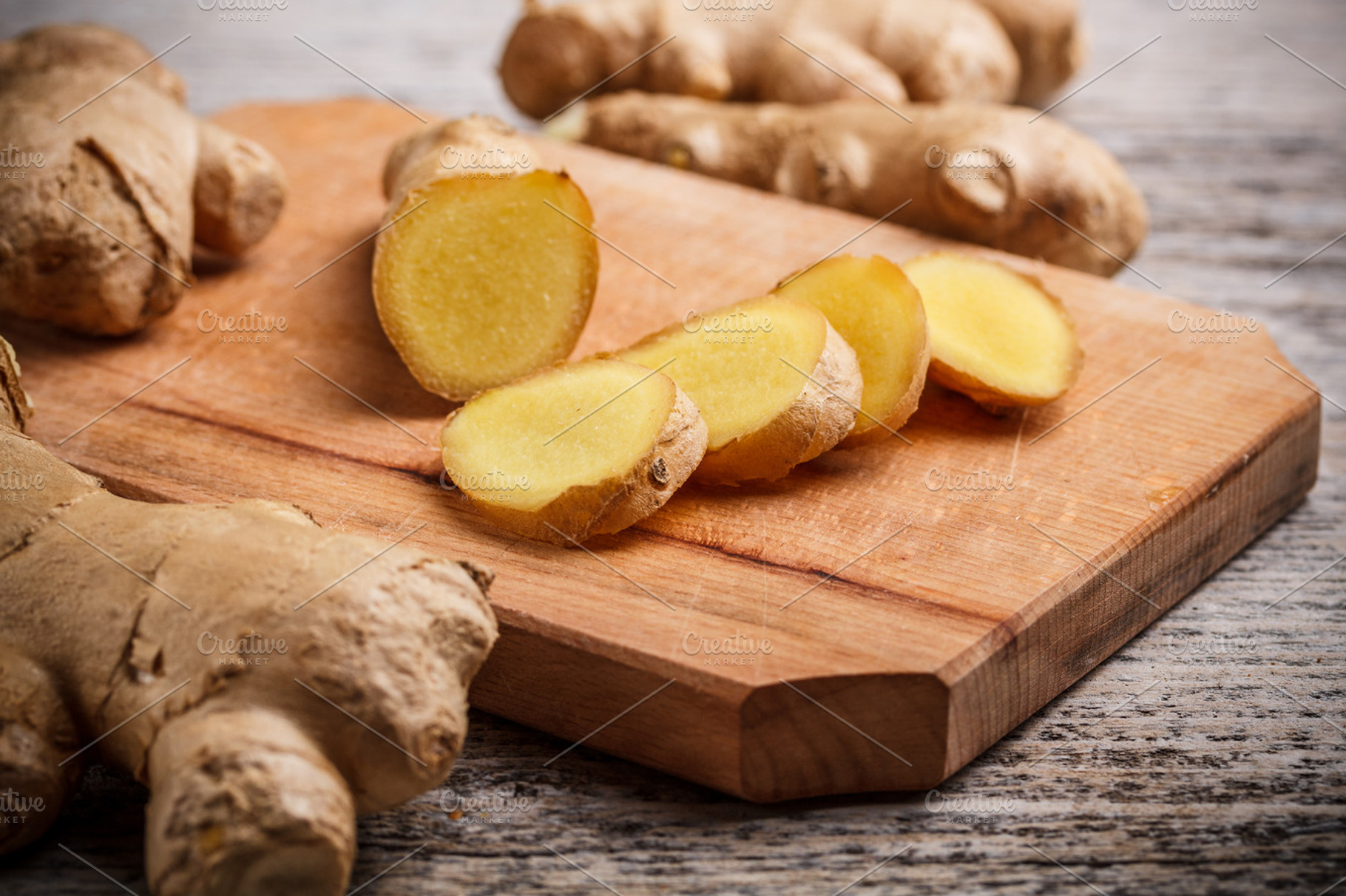 Ginger Root Stock Photo Containing Board And Closeup
