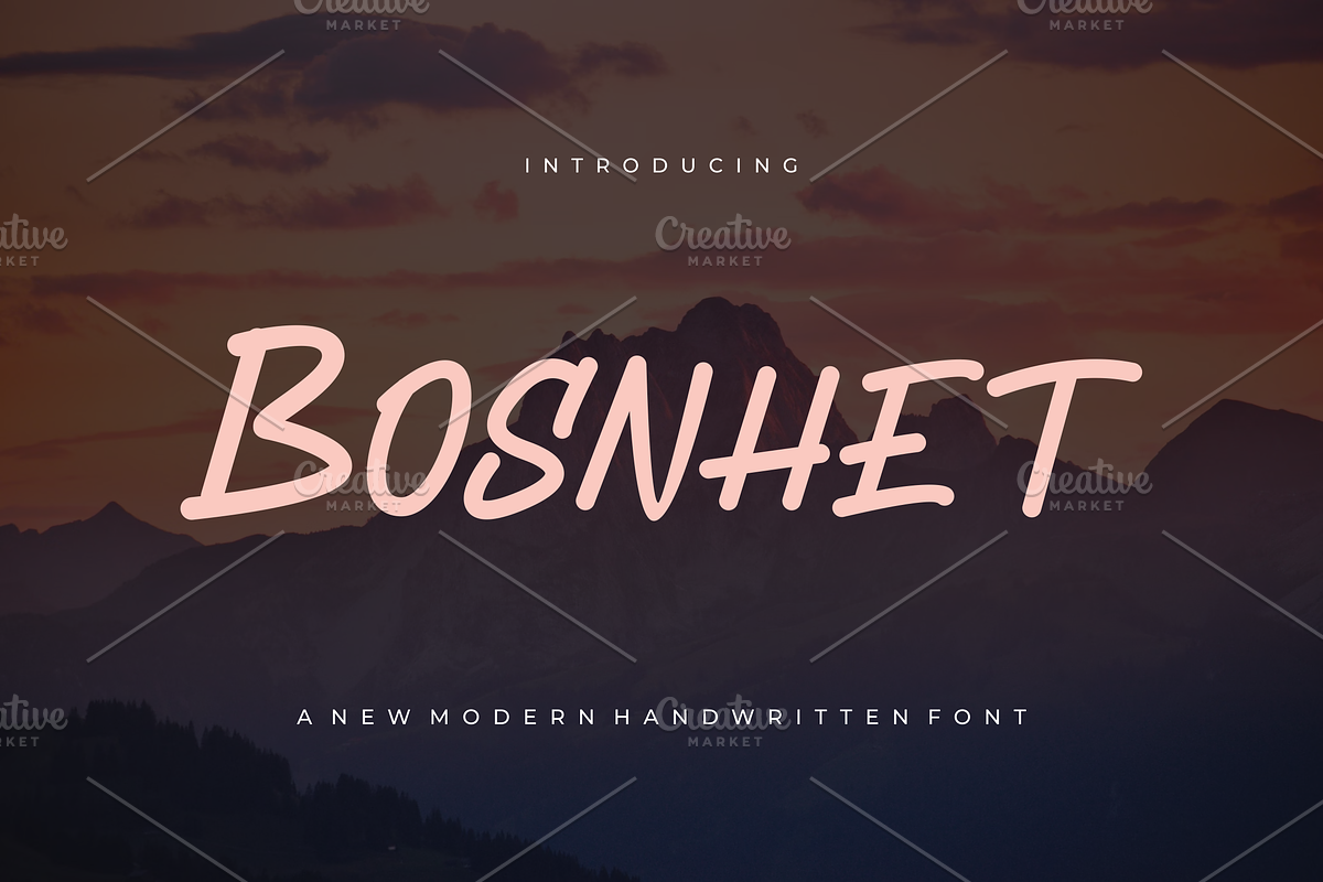 Bosnhet - Font, a Handwritten Font by artchiles_design (Photo 1 of 5)