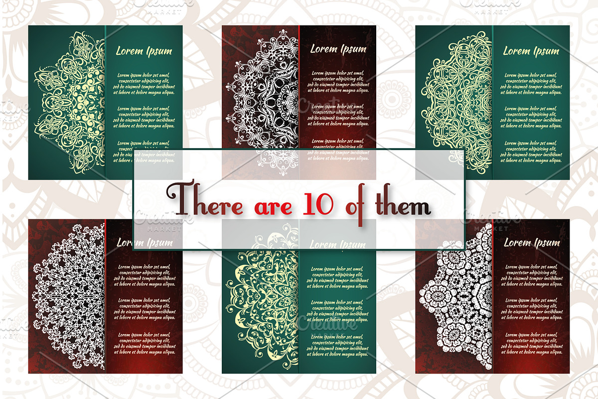 Vintage greeting cards with mandala, a Card Template by BEZIL-ART (Photo 6 of 7)
