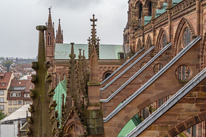 Roof and flying buttresses of Strasbourg Cathedral in France, an Architecture Photo by GoodGoods