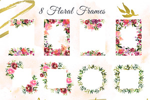 Watercolor Flowers. Floral Elements