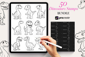 50 Dinosaur Procreate Stamps