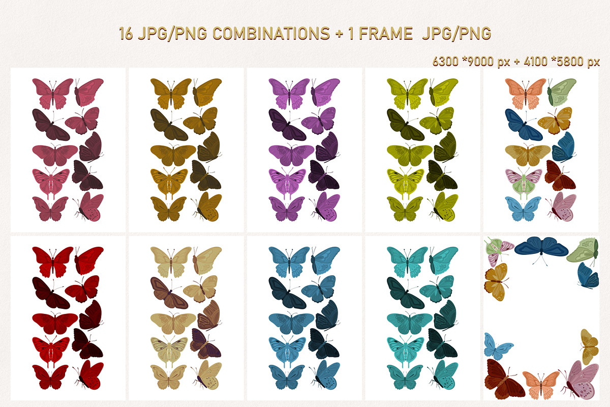 Pastel Butterfly Clipart & Pattern, an Animal Illustration by Vaniuta_Art (Photo 6 of 12)