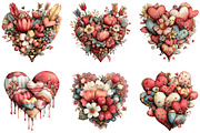 Whimsical Heart Valentine Clipart, an Illustration by CraftArtStudio (Thumbnail 5 of 6)