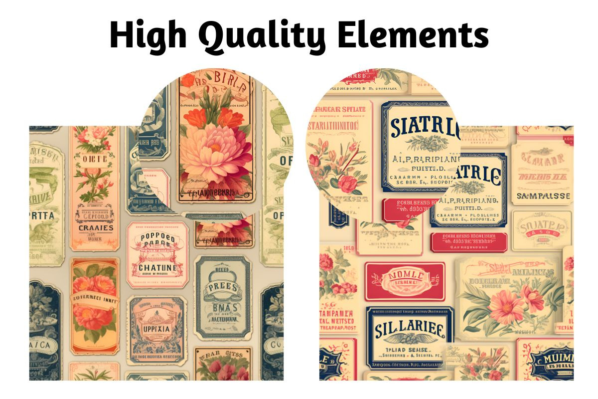 Vintage Label Patterns Digital Paper, a Background Graphic by Gloria Designed It (Photo 4 of 4)