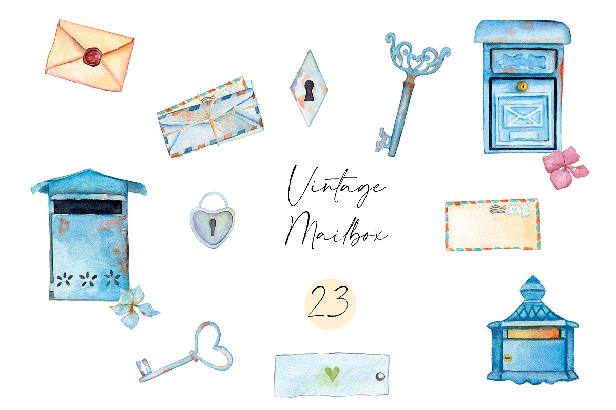 Antique Mail Clipart Watercolor, an Object Graphic by WatercolorAnn (Photo 1 of 3)