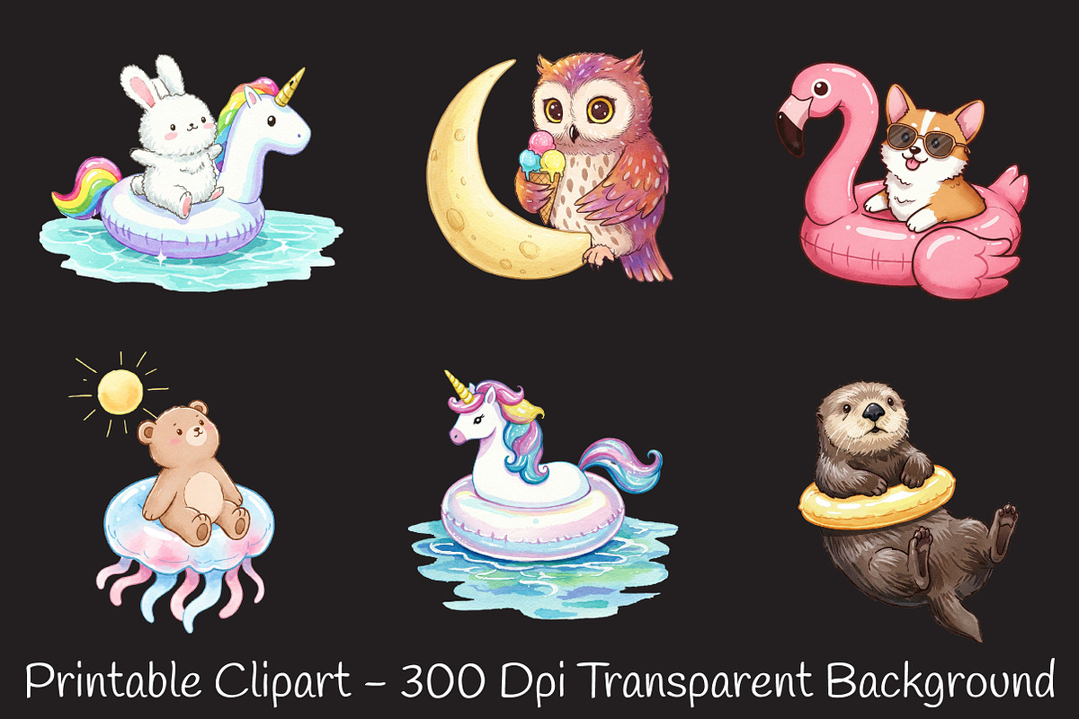 Summer Animals on Float Sublimation, an Illustration by RobertsArt (Photo 4 of 7)