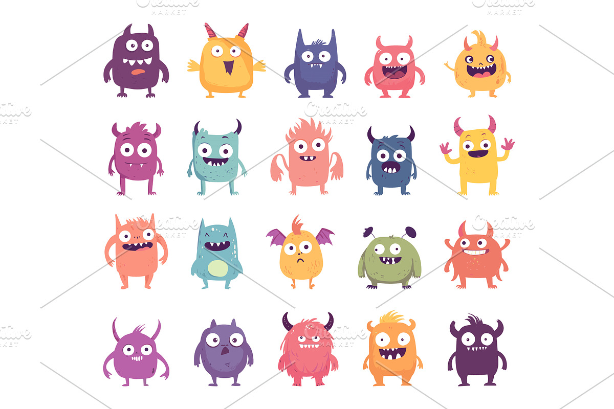 Cute Little Monsters Collection Of, an Animal Illustration by LadadikArt