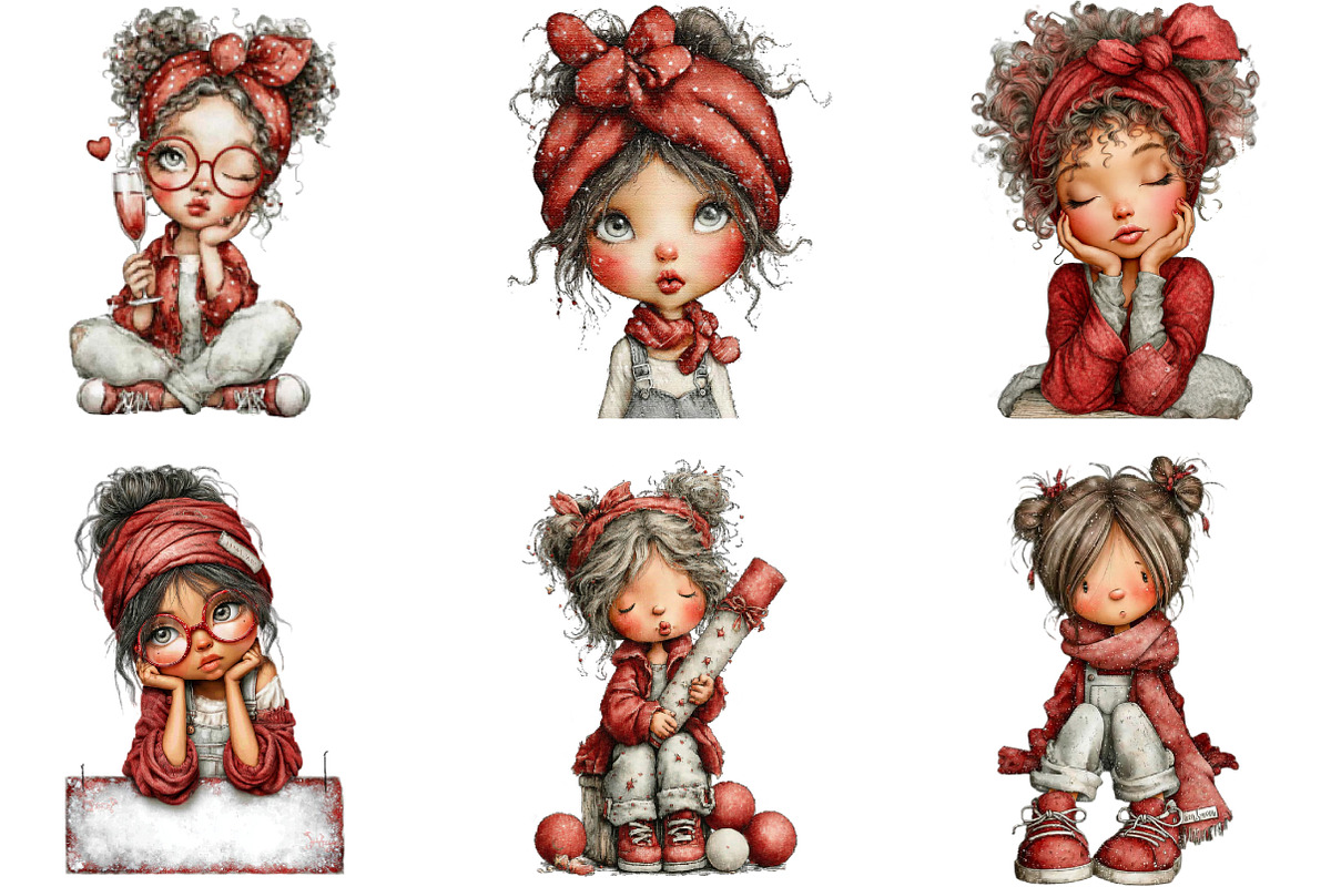 Quirky Girl New Year Clipart, an Illustration by Designking (Photo 2 of 3)