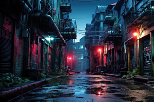 Dark Street In Cyberpunk City, Gloom