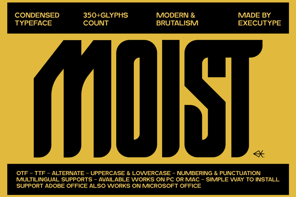 Moist Condesed Display, a Sans Serif Font by executypeStudio (Photo 1 of 13)
