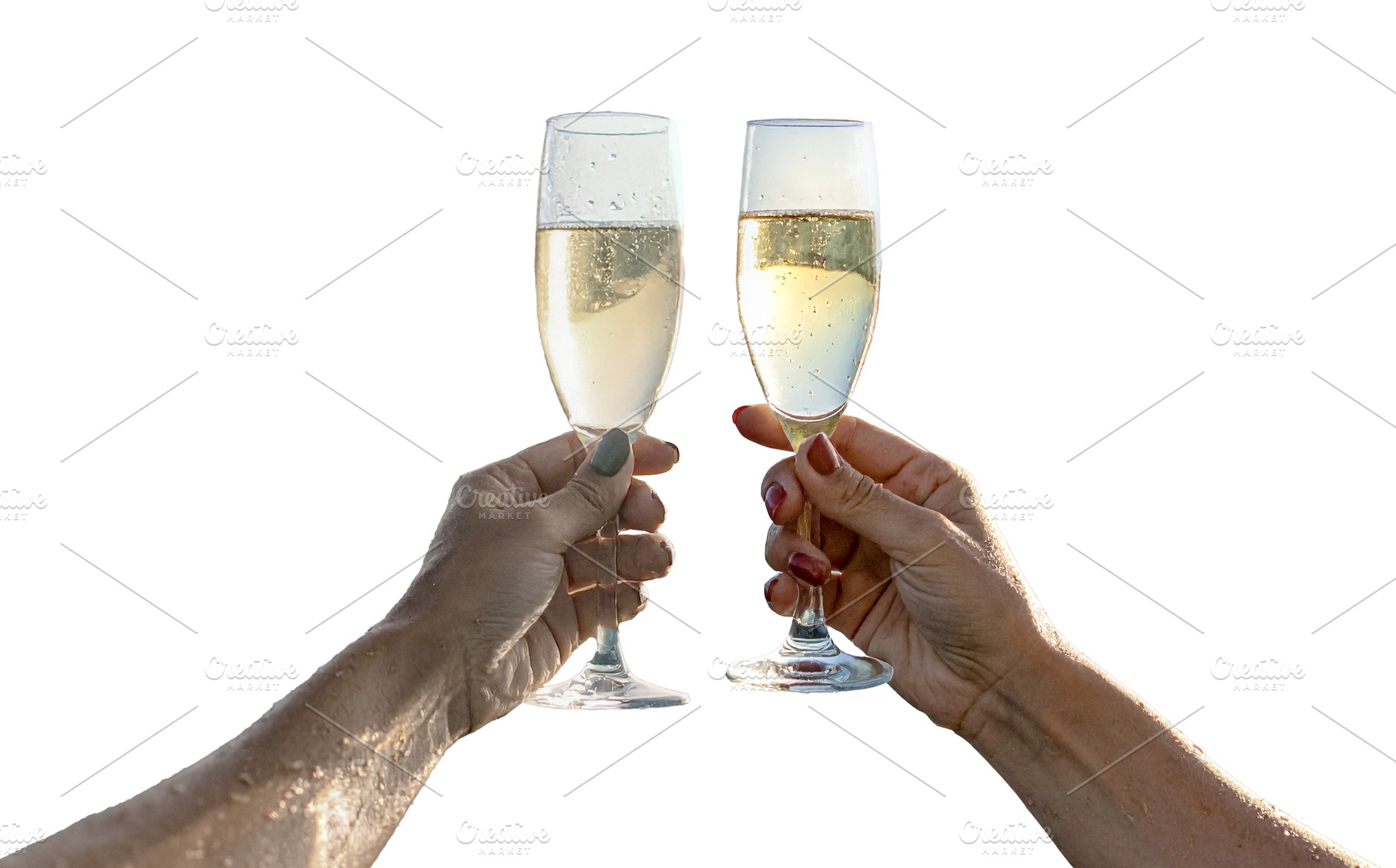 Isolated image of arms raising a champagne glass, a Food & Drink Photo by DanFLCreativo