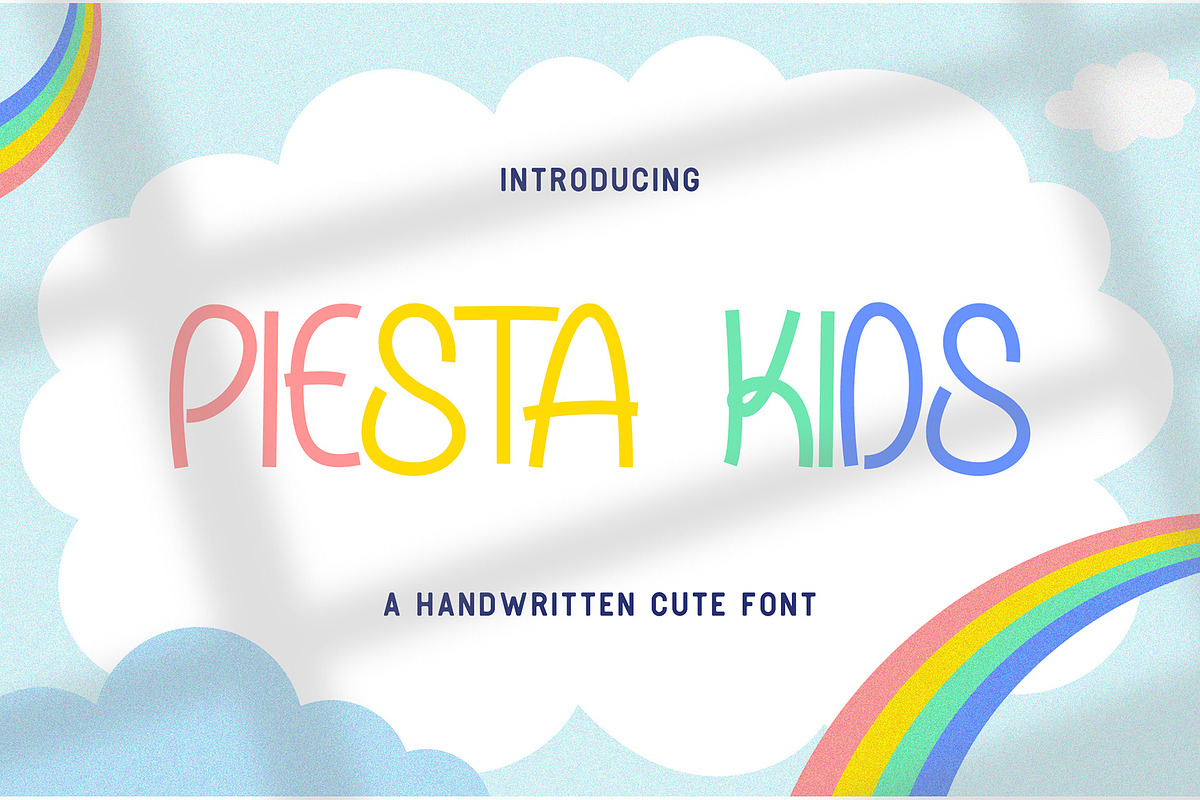 Piesta Kids - Playful Cute Font, a Handwritten Font by fluffstudio (Photo 1 of 9)