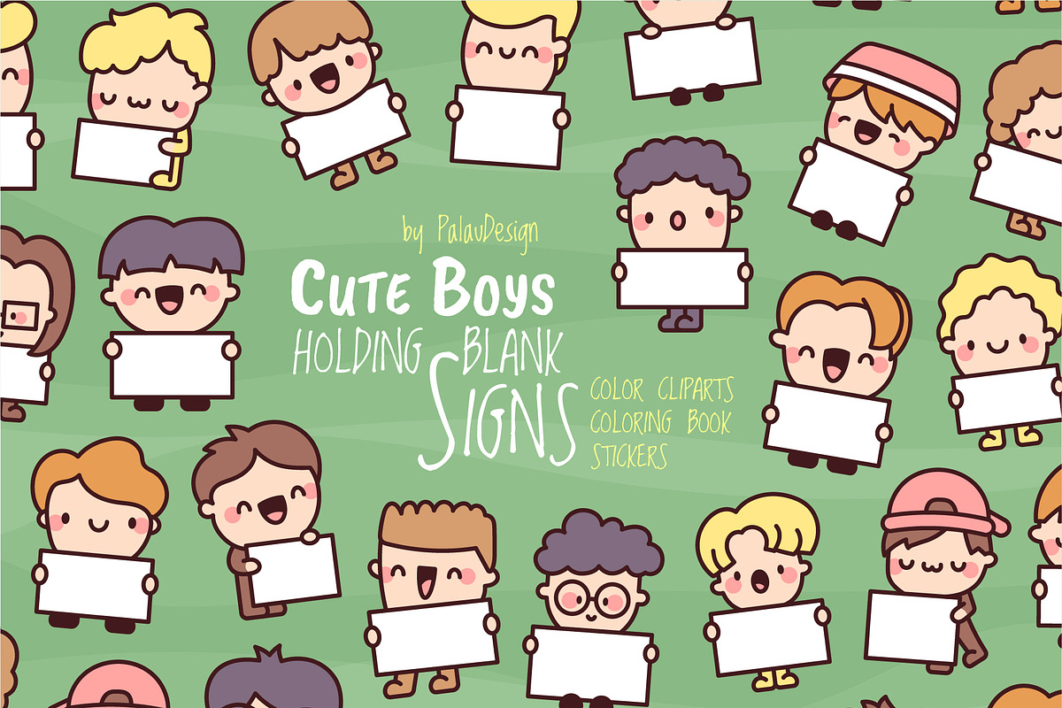 Cute Boys Signs, a Person Illustration by Palau (Photo 1 of 10)