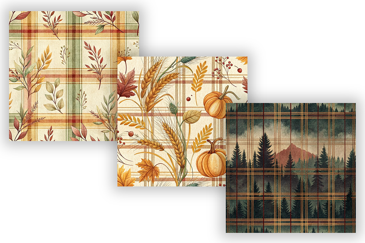 Elegant Plaid Harvest Pattern, a Pattern Graphic by FloridPrintables (Photo 3 of 8)