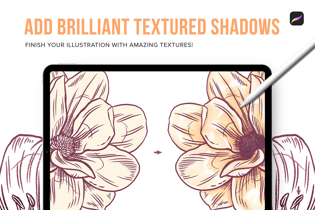 70 Flower Stamps for Procreate, a Brush Add-On by Riveros Illustration (Photo 6 of 13)