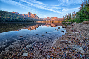 Sunrise on a mountain lake