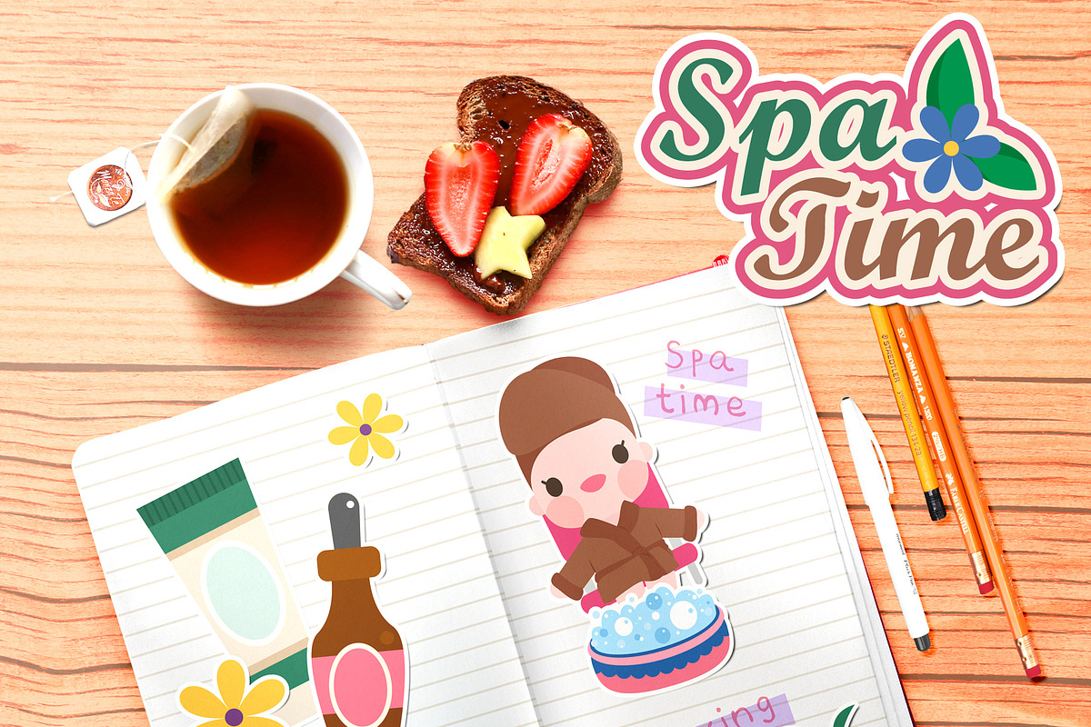 Spa Time Digital Clipart, a Healthcare Illustration by Cozy Cat Design (Photo 3 of 3)