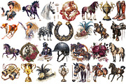 Vintage Horse Racing Clipart Bundle, a Sport Illustration by InkyQueenArt (Thumbnail 4 of 5)