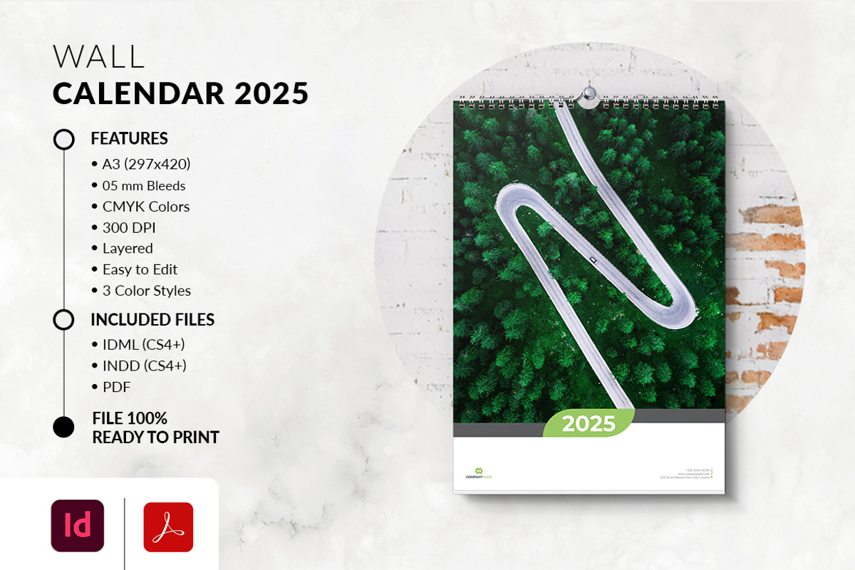 2025 Wall Calendar Printable A3, a Stationery Template by MstArtwork (Photo 4 of 4)