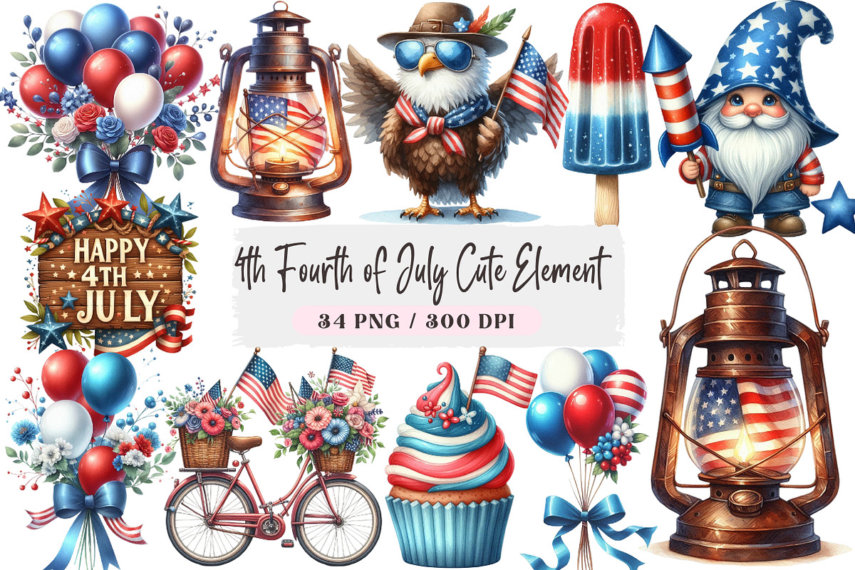 4th Fourth of July Cute Element, an Illustration by DreamArtGraphic (Photo 1 of 4)