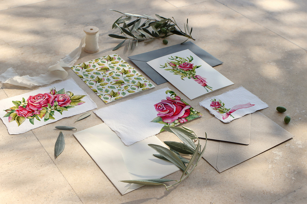 Red roses, floral watercolor set, an Illustration by Artmanata (Photo 14 of 16)