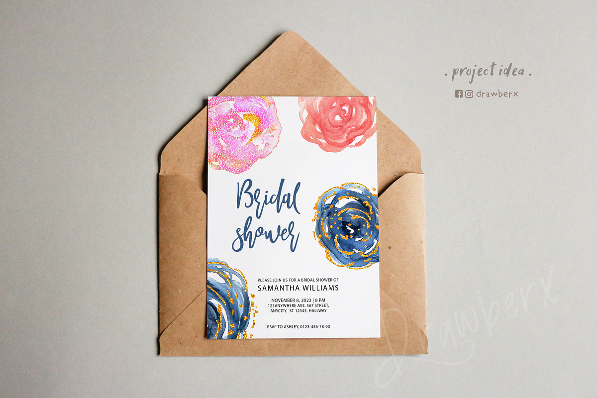 Glitter Flower png Watercolor 070, an Illustration by Drawberx (Photo 4 of 7)