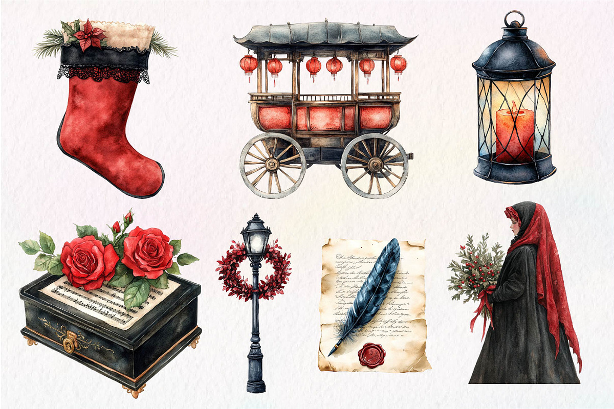 Victorian Christmas Clipart, an Illustration by Dream Creation (Photo 2 of 7)