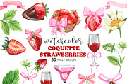 Watercolor Coquette Strawberry PNG, a Food Illustration by PatternPalette (Thumbnail 1 of 3)
