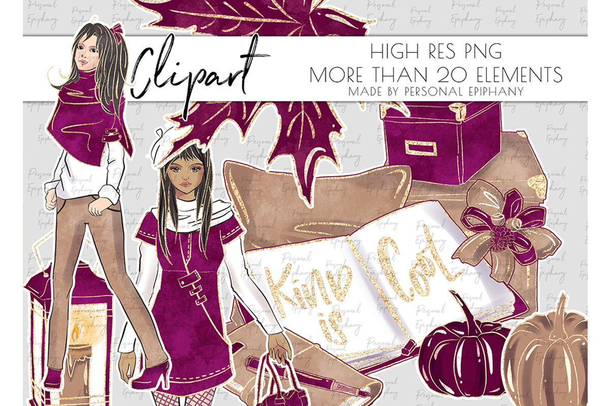 luxury fall clipart, planner girl, an Illustration by Personal Epiphany (Photo 1 of 3)