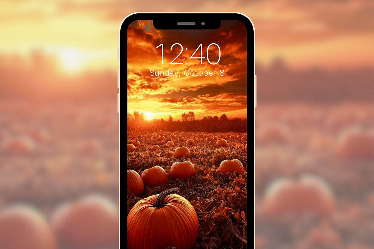 Pumpkin & Fall Flowers Phone BG, a Graphic by Kalindiprints (Photo 5 of 7)