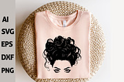 Messy Bun Svg Bundle, Woman Face, a Person Illustration by FancyDesignStudio (Thumbnail 4 of 8)