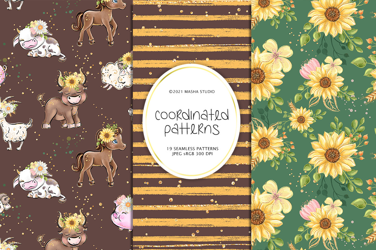 Farm Animals Digital Papers, a Pattern Graphic by Masha  Studio (Photo 4 of 11)