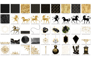 Black And Gold Unicorn Graphics