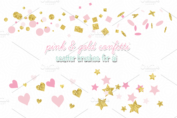pink & gold confetti scatter brushes preview 4