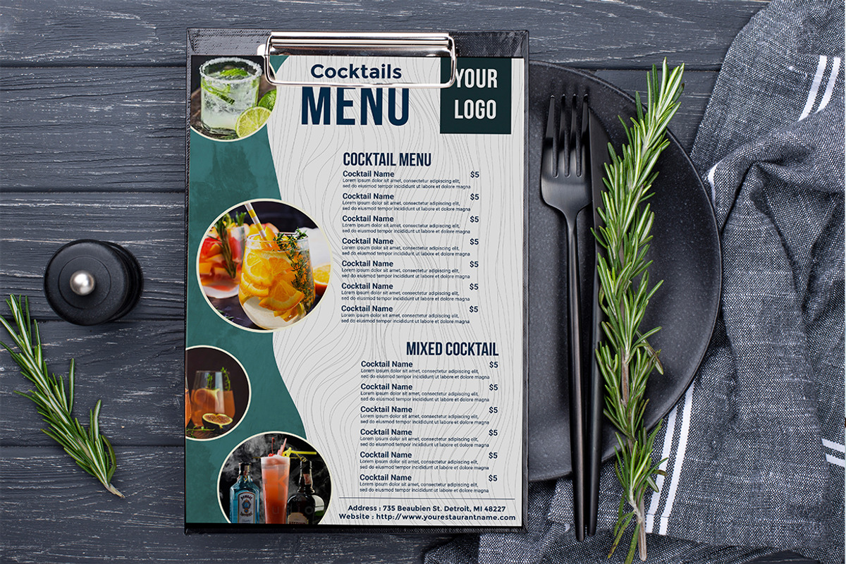 Cocktails flyer menu, a Flyer Template by imadeDesign (Photo 3 of 3)