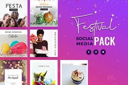Festival Season Social Media Templat, an UI Kit Template by VictorThemes