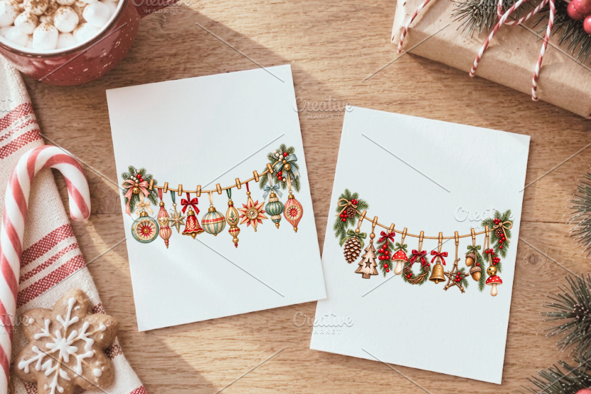 Ornamental Christmas Clothesline, a Seasonal Illustration by Ink Gallery (Photo 6 of 8)