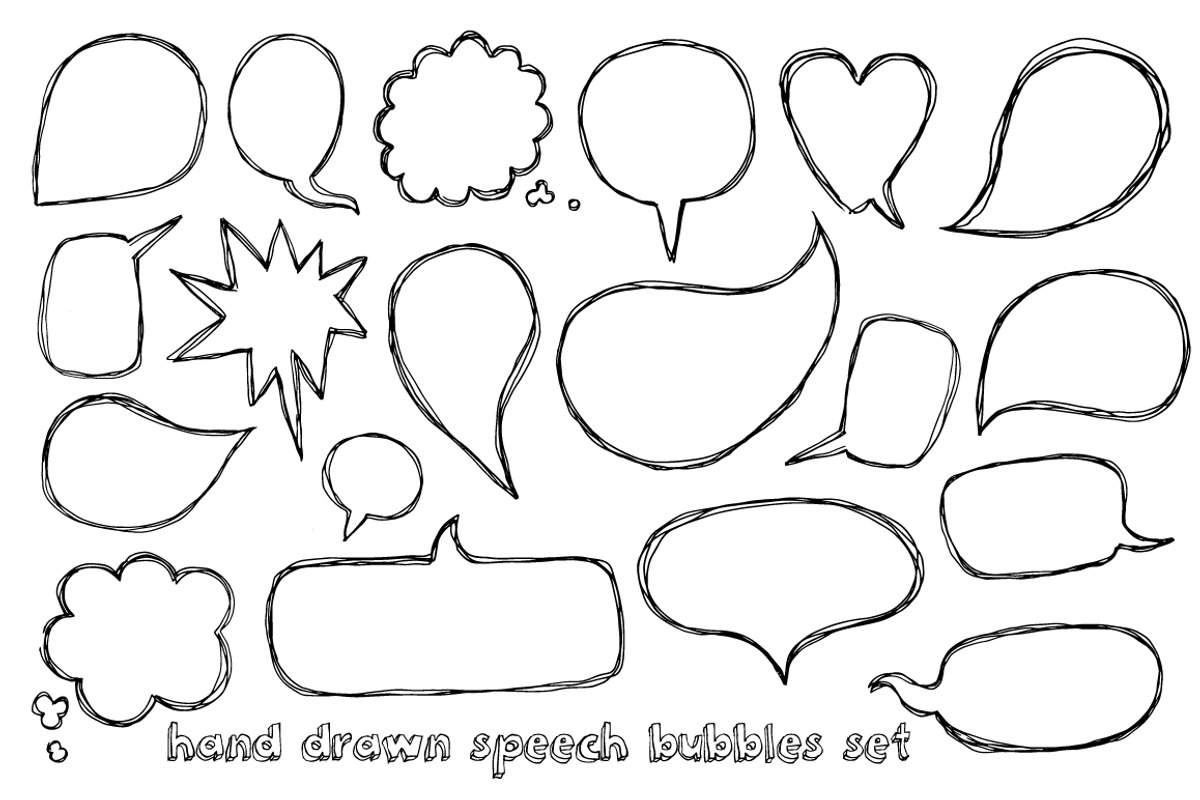 Speech bubbles doodle set, an Object Graphic by Hala