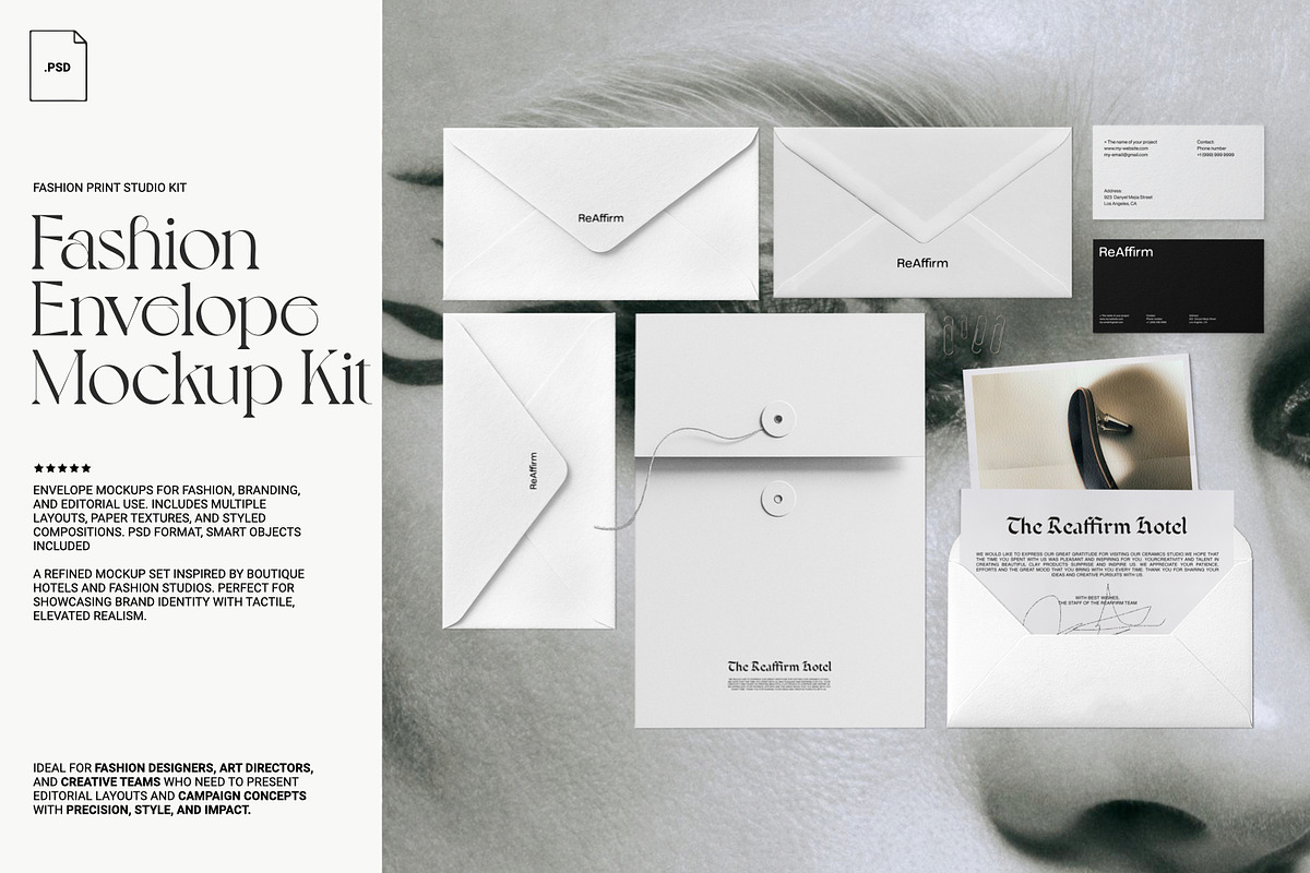 Fashion Envelope Mockup Kit, a Mockup by ReAffirm (Photo 2 of 8)