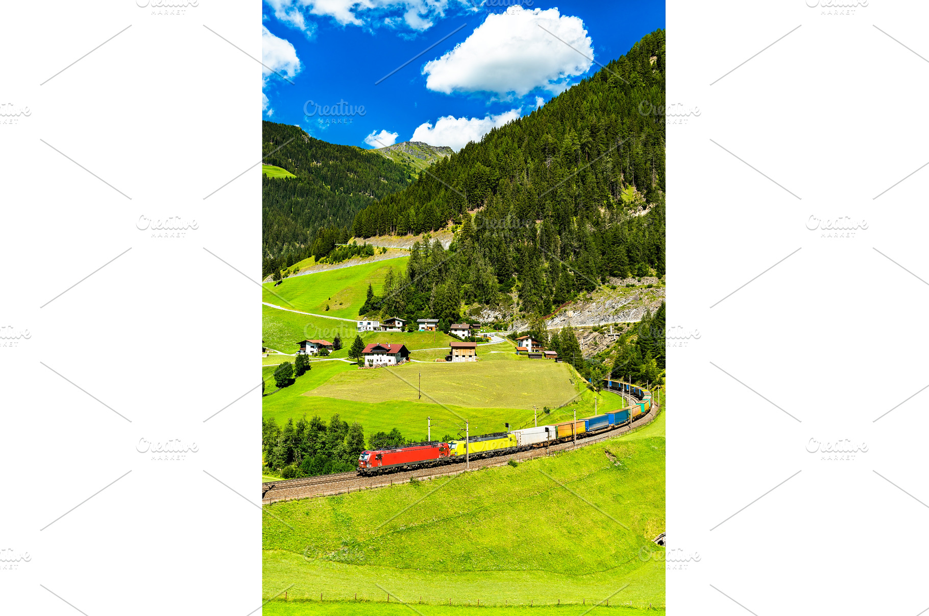 Trucks crossing the Alps by rail in, a Transportation Photo by Leonid Andronov
