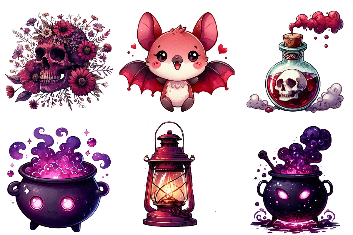 Burgundy & Halloween Sublimation png, an Illustration by Watercolor design (Photo 5 of 5)