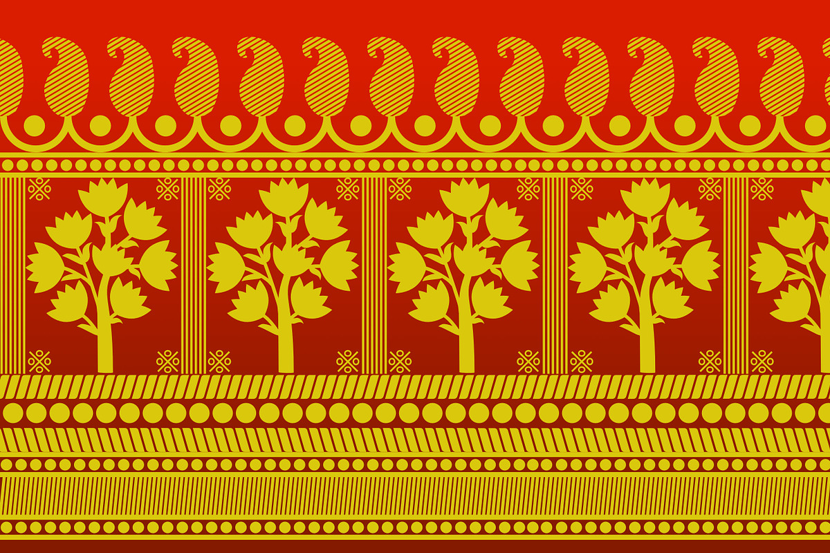 Tree Sari border vector, a Pattern Graphic by ThaiByGaew