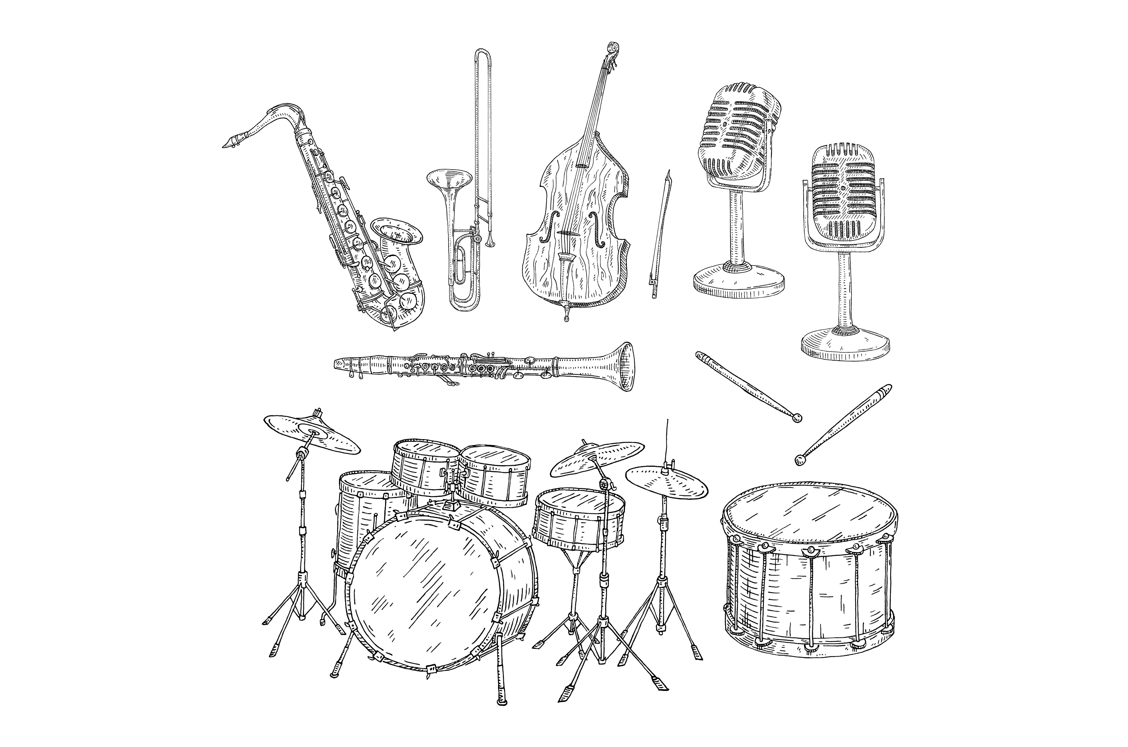 Set jazz musical instruments, an Object Illustration by MoreVector ...